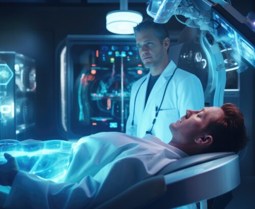 A glimpse into the future of healthcare — where doctors work hand-in-hand with AI, robotics, and holographic imaging to save lives