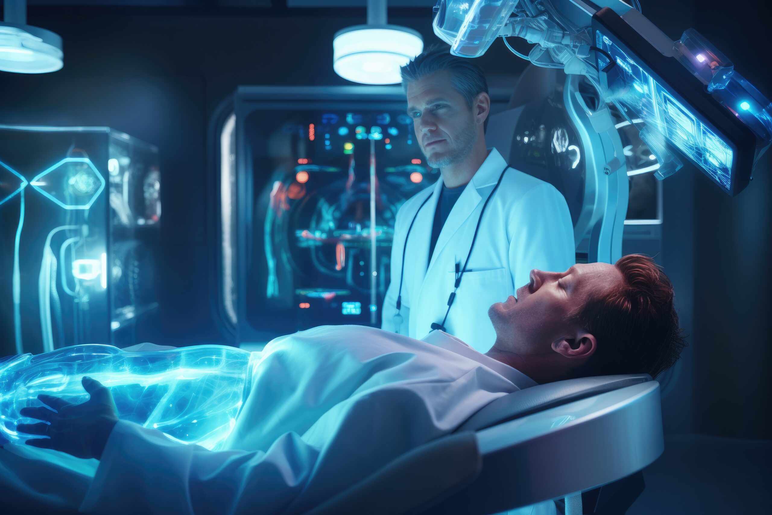 A glimpse into the future of healthcare — where doctors work hand-in-hand with AI, robotics, and holographic imaging to save lives